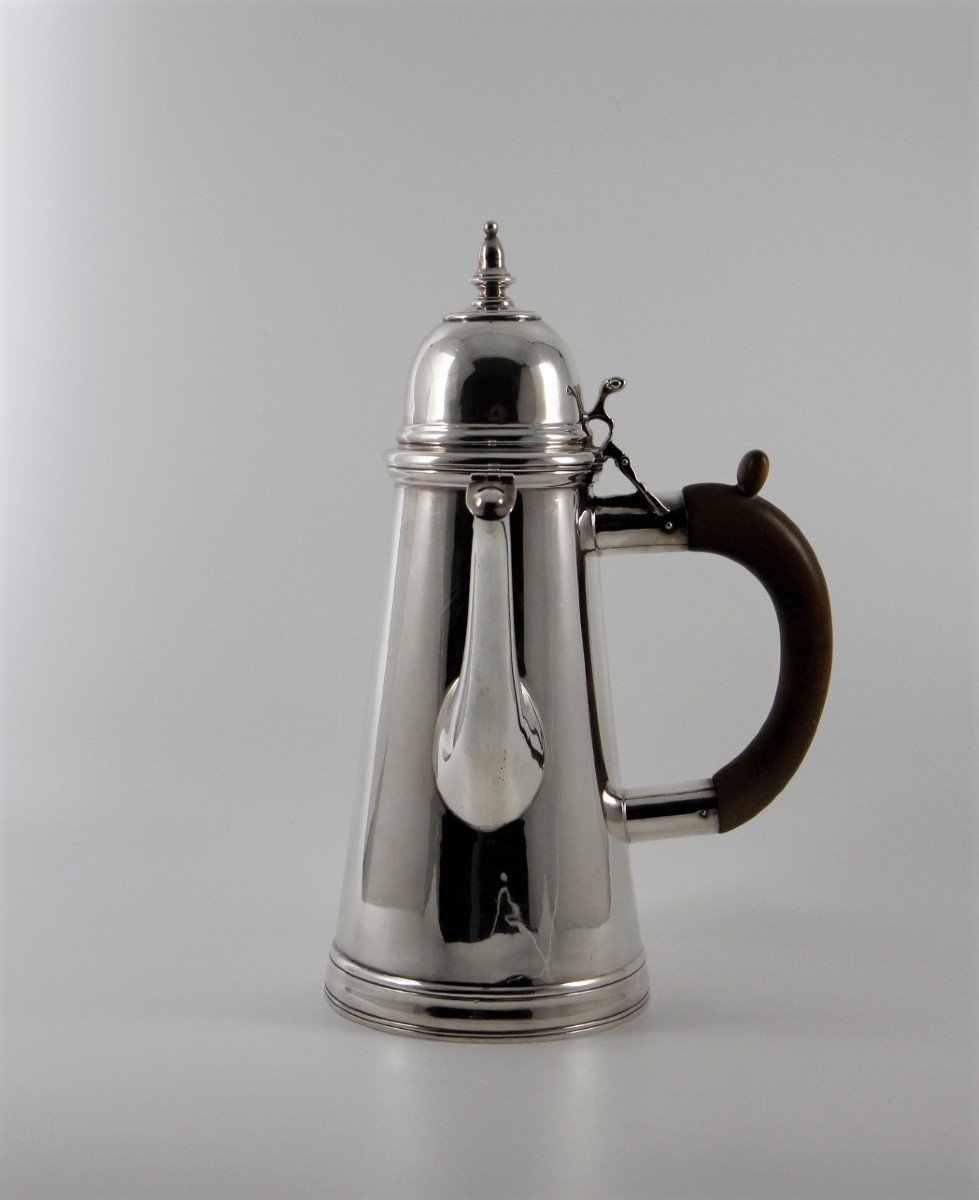 George I Style Britannia Silver Coffee Pot, John & Daniel Wellby, London 1902-photo-4