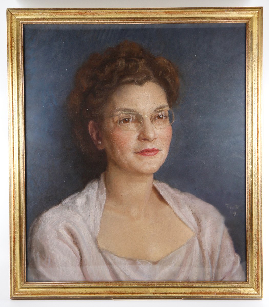 François De Ribaupierre (1886-1981), Portrait Of A Woman, Pastel Signed And Dated 1949-photo-2