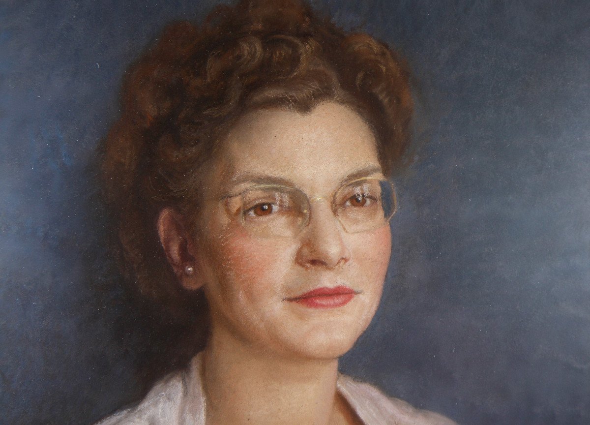 François De Ribaupierre (1886-1981), Portrait Of A Woman, Pastel Signed And Dated 1949-photo-4