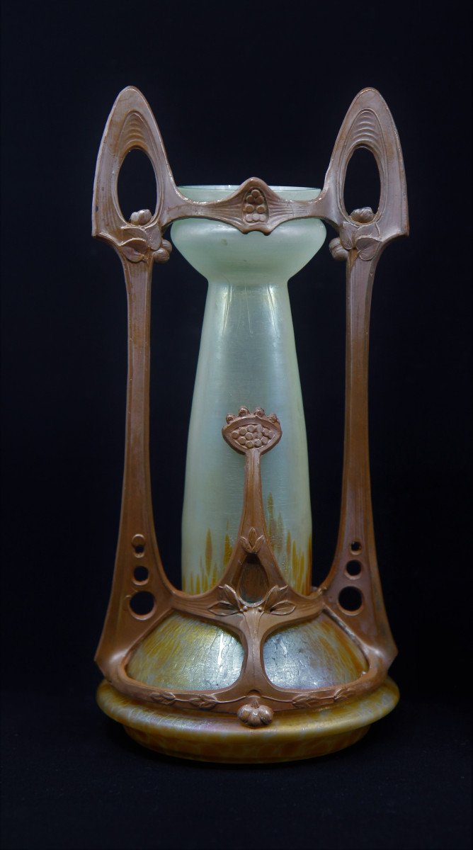 Ferdinand Von Poschinger (1867-1921). Pair Of Art Nouveau Mounted Vases, Germany Circa 1900-photo-2