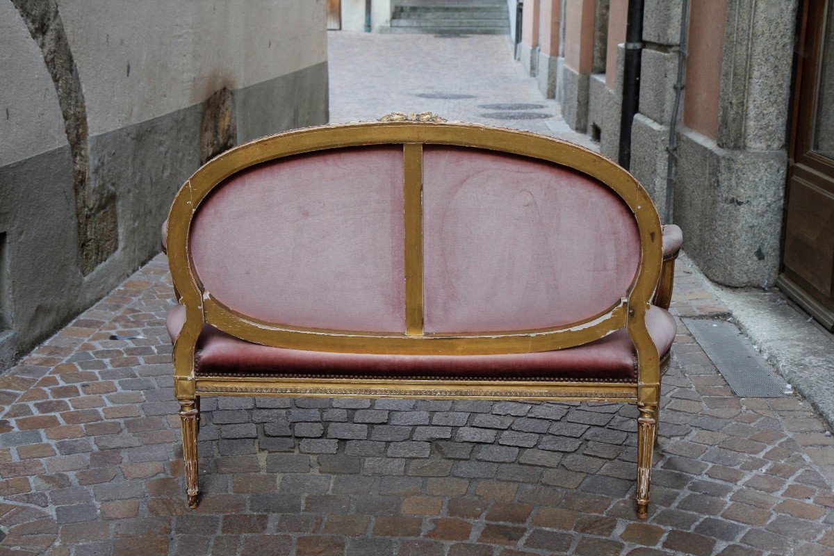 Louis XVI Style Salon In Gilded Wood, Stamped Roger à Paris, Circa 1900-photo-1