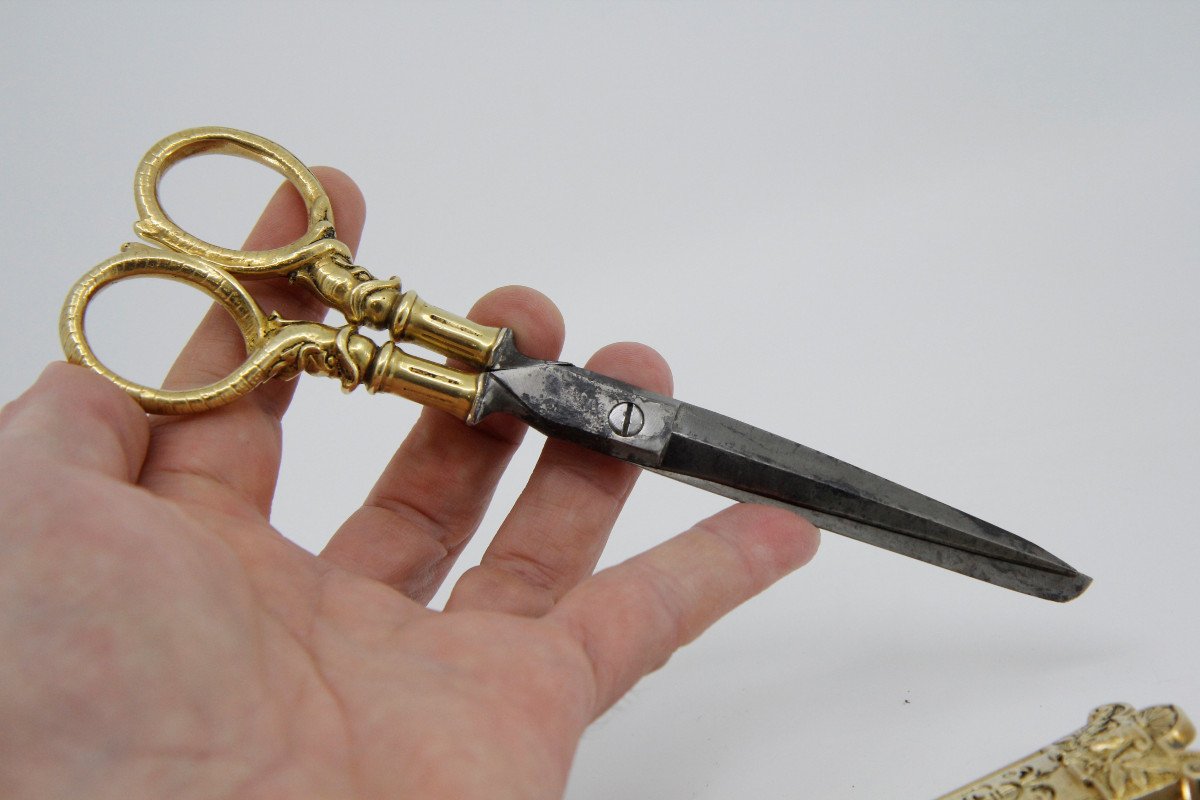 Scissors In Case, Louis XIV Style, Second Half Of The 19th Century-photo-7
