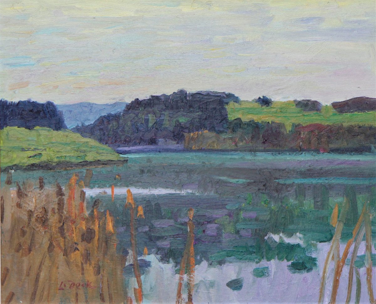 Leo Deck (1908-1997), Am Wohlensee, Oil On Hardboard, Ca 1960-photo-4
