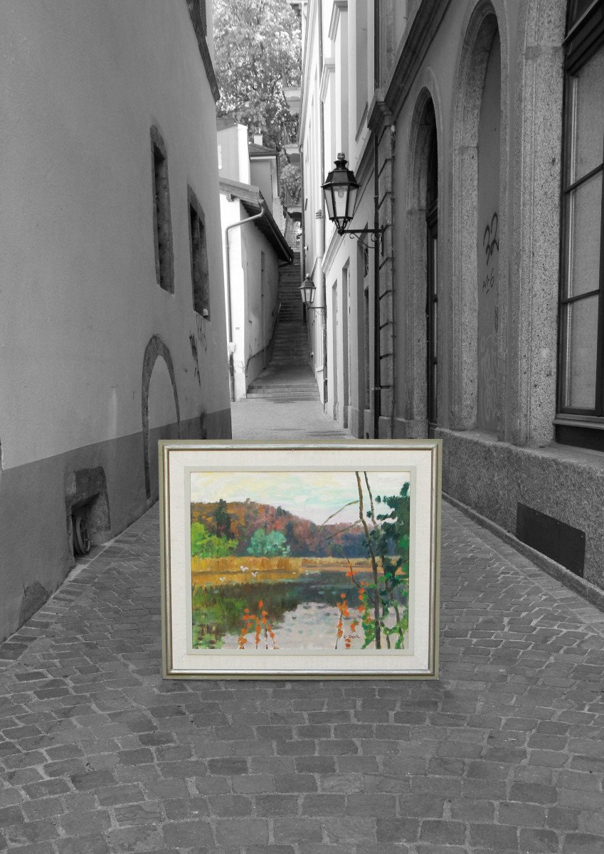 Leo Deck (1908-1997), Elfenau Im Herbst, Oil On Hardboard, Ca 1960-photo-4