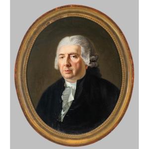 Portrait d'homme en habit noir -  XVIIIe, fin de l'époque Louis XVI - toile et cadre d'origine