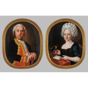 Suisse, Saint-Gall - Le baron et la baronne de Tschudi peints par Johann Michael Hertz en 1782