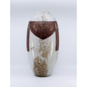 Large Art Deco Ovoid Vase Signed Legras - Circa 1925