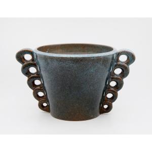 Menelika - Hélène Amoudruz And Charles Imbert - Glazed Earthenware Vase, Geneva Circa 1940