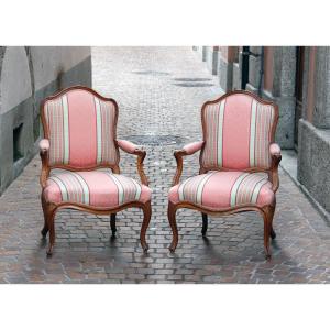 Paire de fauteuils à la Reine d'époque Louis XV — estampille de François CANOT  — Lyon, ca 1760