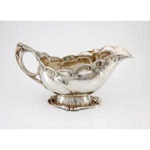 Saucière Rocaille en argent massif — Modèle suédois, vers 1900 — poinçons allemands