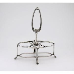 Art Nouveau Oil Cruet Holder In Solid Silver – Christofle, Gramont Model – Circa 1900
