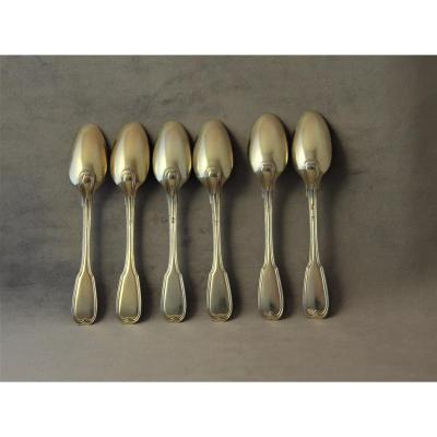 6 Silver Gilt Teaspoons (4 + 2), Strasbourg, 2nd Half Of The 18th Century