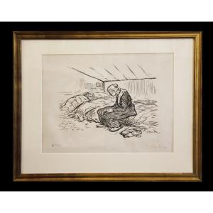 Théophie Alexandre STEINLEN, La Veuve, 1896, lithographie sur Hollande, anc. coll. Beurdeley