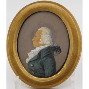 Johann Rudolf Follenweider (1774-1847), profil d'homme miniature, gouache/papier datée 1794