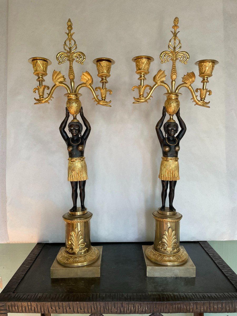 America Candlesticks At Sauvage Deverberie, Ht 58.-photo-2