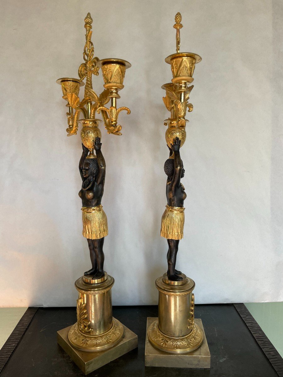 America Candlesticks At Sauvage Deverberie, Ht 58.-photo-3