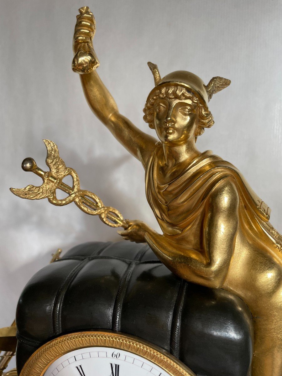 Hermes Rare Mythological Empire Clock, Ht 39.-photo-4