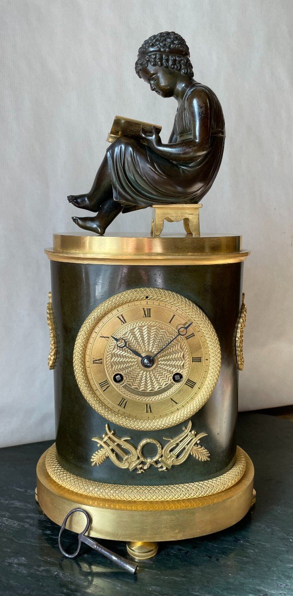 Library Clock, 1820 Period, Ht 40.-photo-3