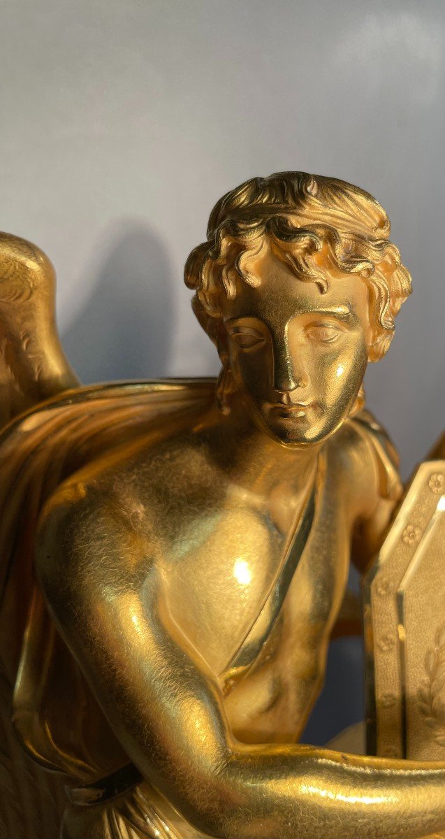 MAJESTUEUSE PENDULE APOLLON , AMOUR ET GLOIRE.-photo-4