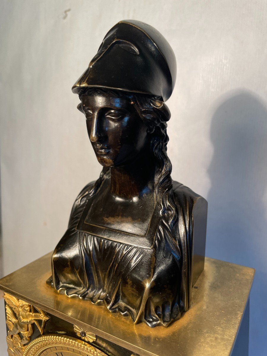 Extremely Rare Pyramidal Pendulum Bust Of Athena, Ht 38.-photo-4