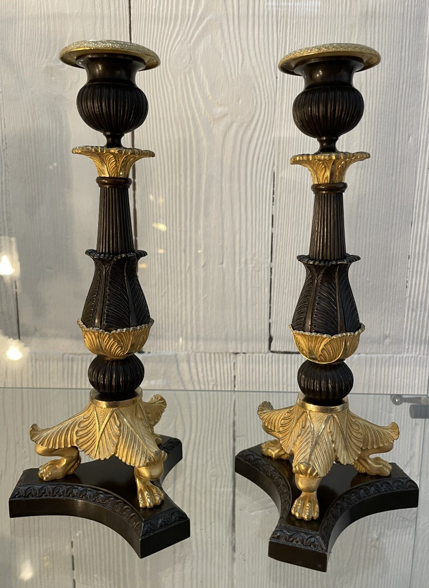 Paire De Bougeoirs Empire Ht 28-photo-2
