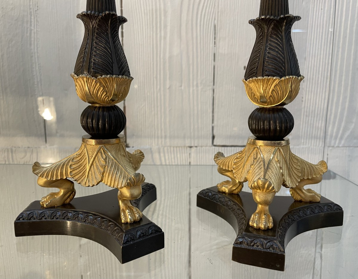Paire De Bougeoirs Empire Ht 28