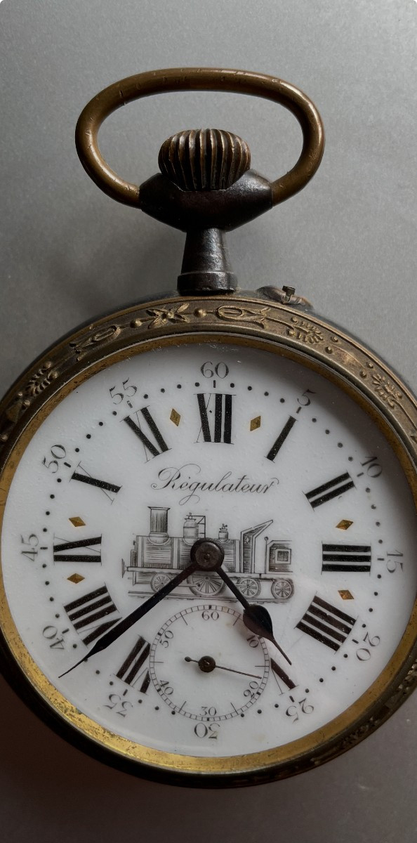GRANDE MONTRE REGULATEUR LOCOMOTIVE -photo-3