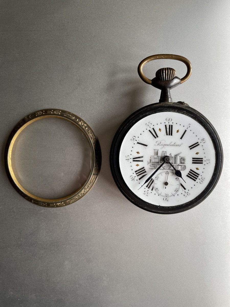 GRANDE MONTRE REGULATEUR LOCOMOTIVE -photo-4