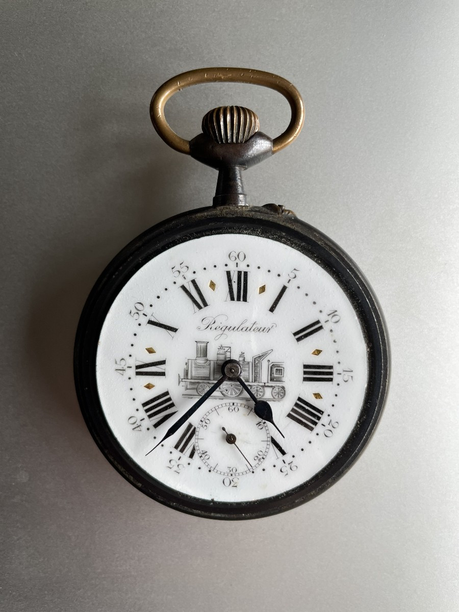 GRANDE MONTRE REGULATEUR LOCOMOTIVE -photo-1