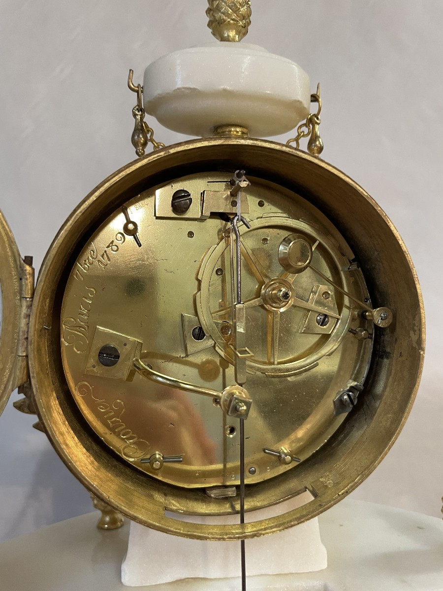 Pendule Louis XVI datée 7 Bre 1789 à Quantième-photo-2
