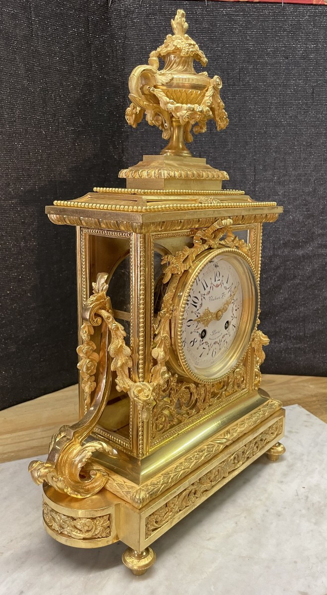 Bronze Clock By Thiebaut Freres Paris , Ht 46.-photo-1