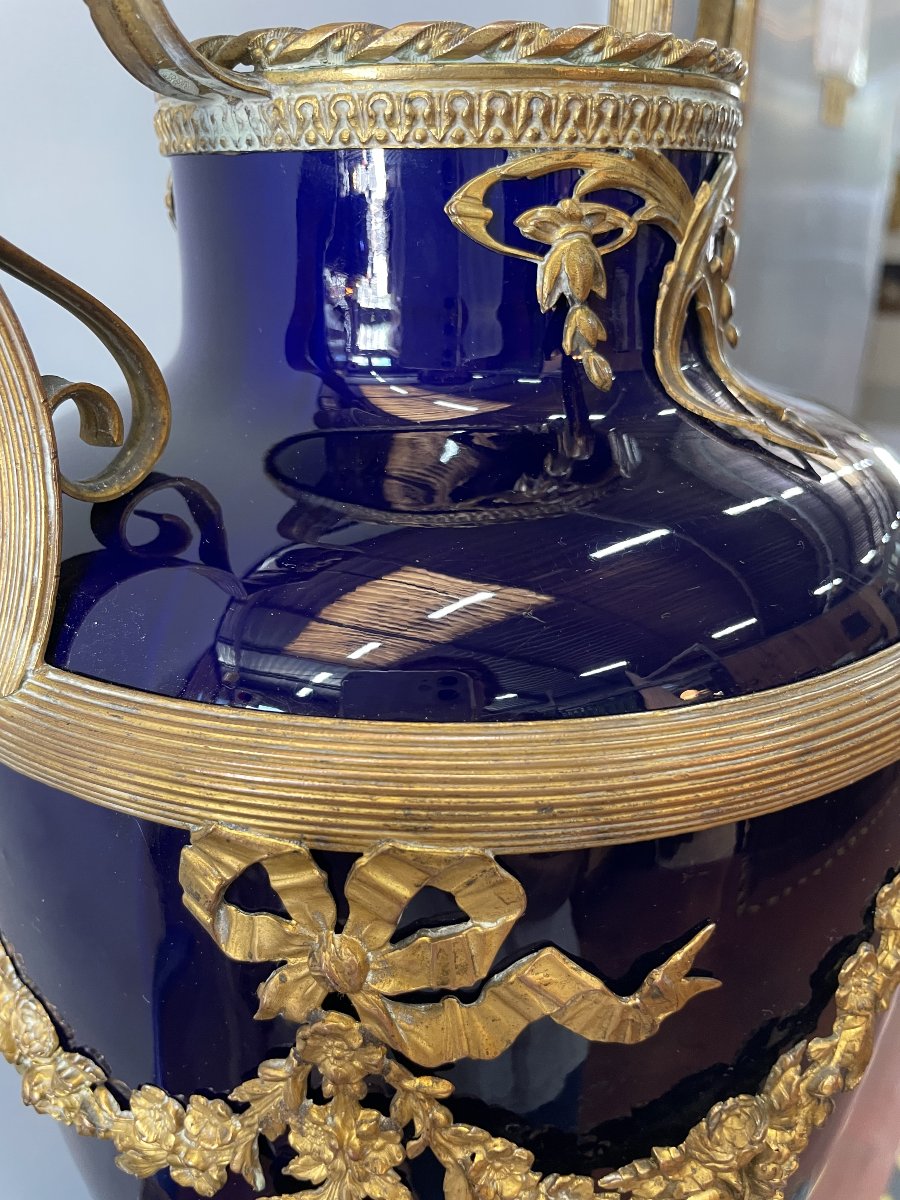 IMPOSANT VASE BLEU DE SEVRES , HT 52.-photo-5