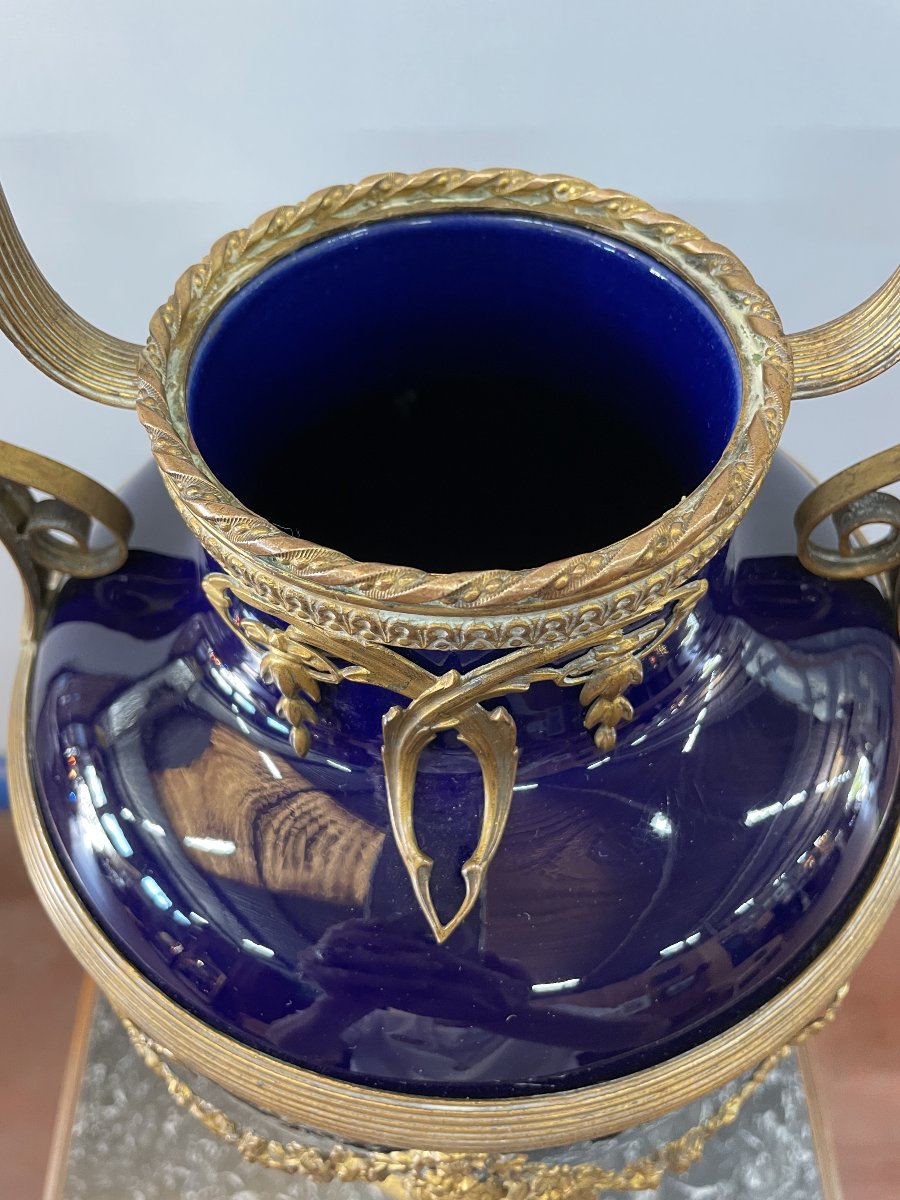 IMPOSANT VASE BLEU DE SEVRES , HT 52.-photo-6