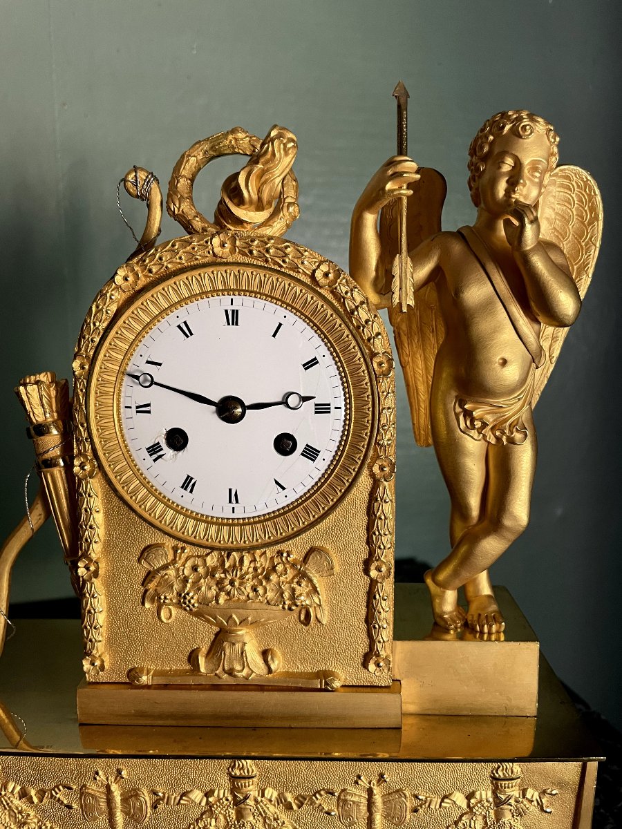 PENDULE EMPIRE CUPIDON DIEU DE L'AMOUR , HT 30-photo-1
