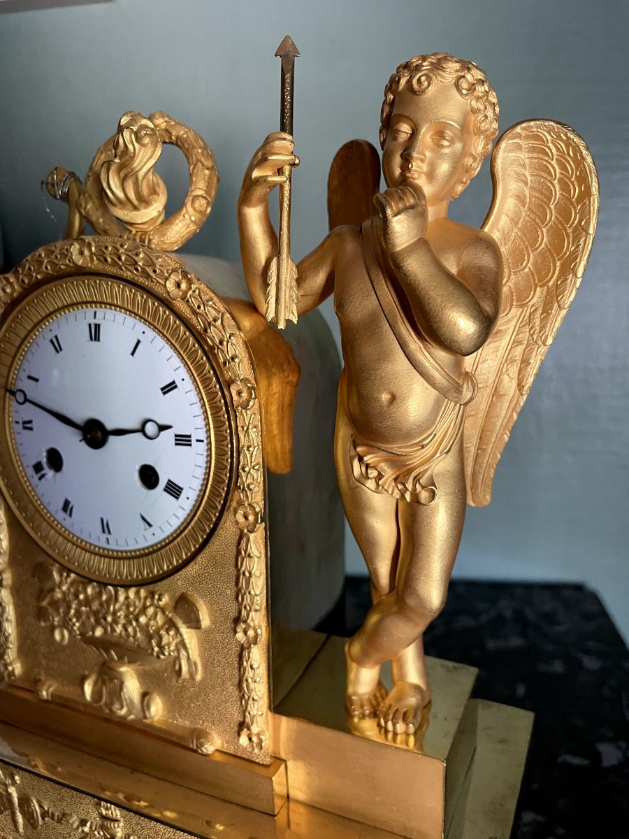 PENDULE EMPIRE CUPIDON DIEU DE L'AMOUR , HT 30-photo-2