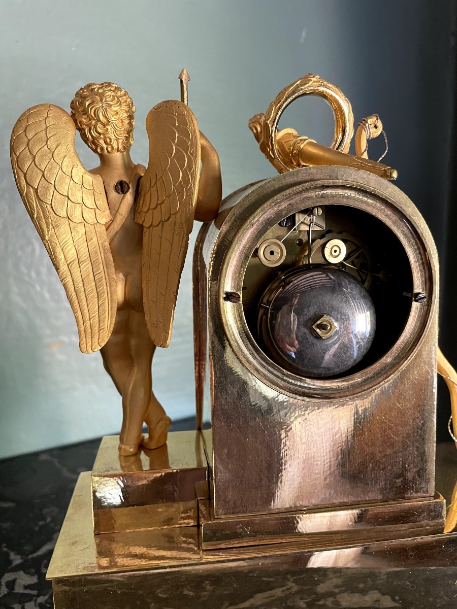 PENDULE EMPIRE CUPIDON DIEU DE L'AMOUR , HT 30-photo-7