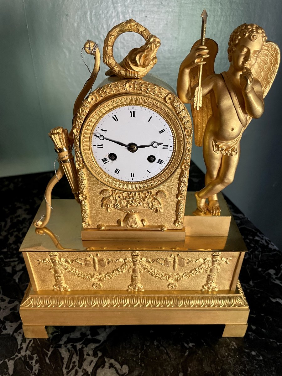 PENDULE EMPIRE CUPIDON DIEU DE L'AMOUR , HT 30-photo-8