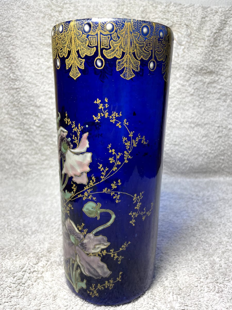 VASE " LEGRAS MONTJOYE " PAVOTS , HT 24 5.-photo-4