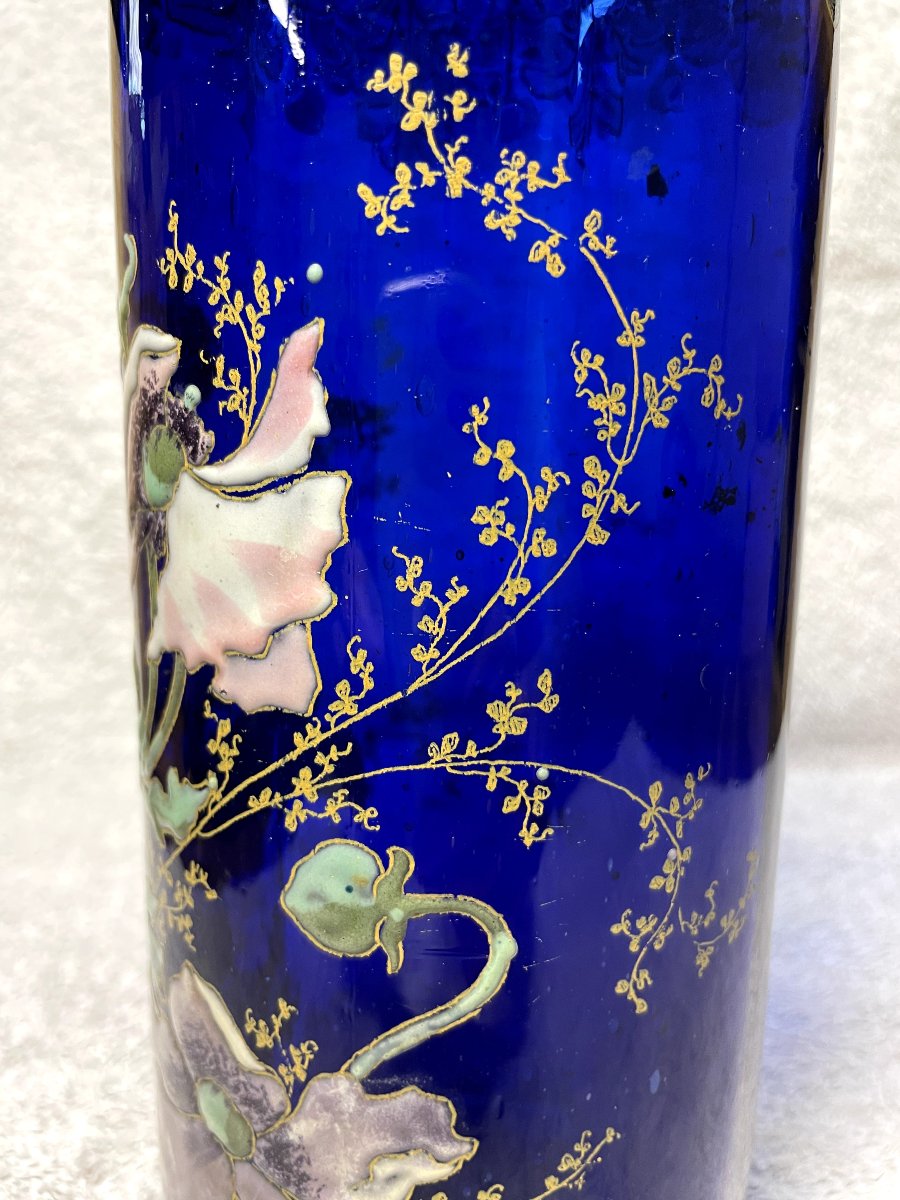 VASE " LEGRAS MONTJOYE " PAVOTS , HT 24 5.-photo-1