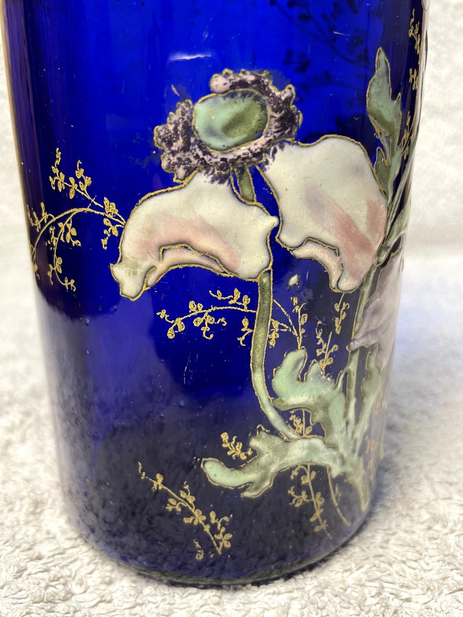 VASE " LEGRAS MONTJOYE " PAVOTS , HT 24 5.-photo-3