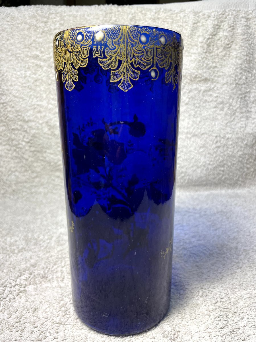 VASE " LEGRAS MONTJOYE " PAVOTS , HT 24 5.-photo-4