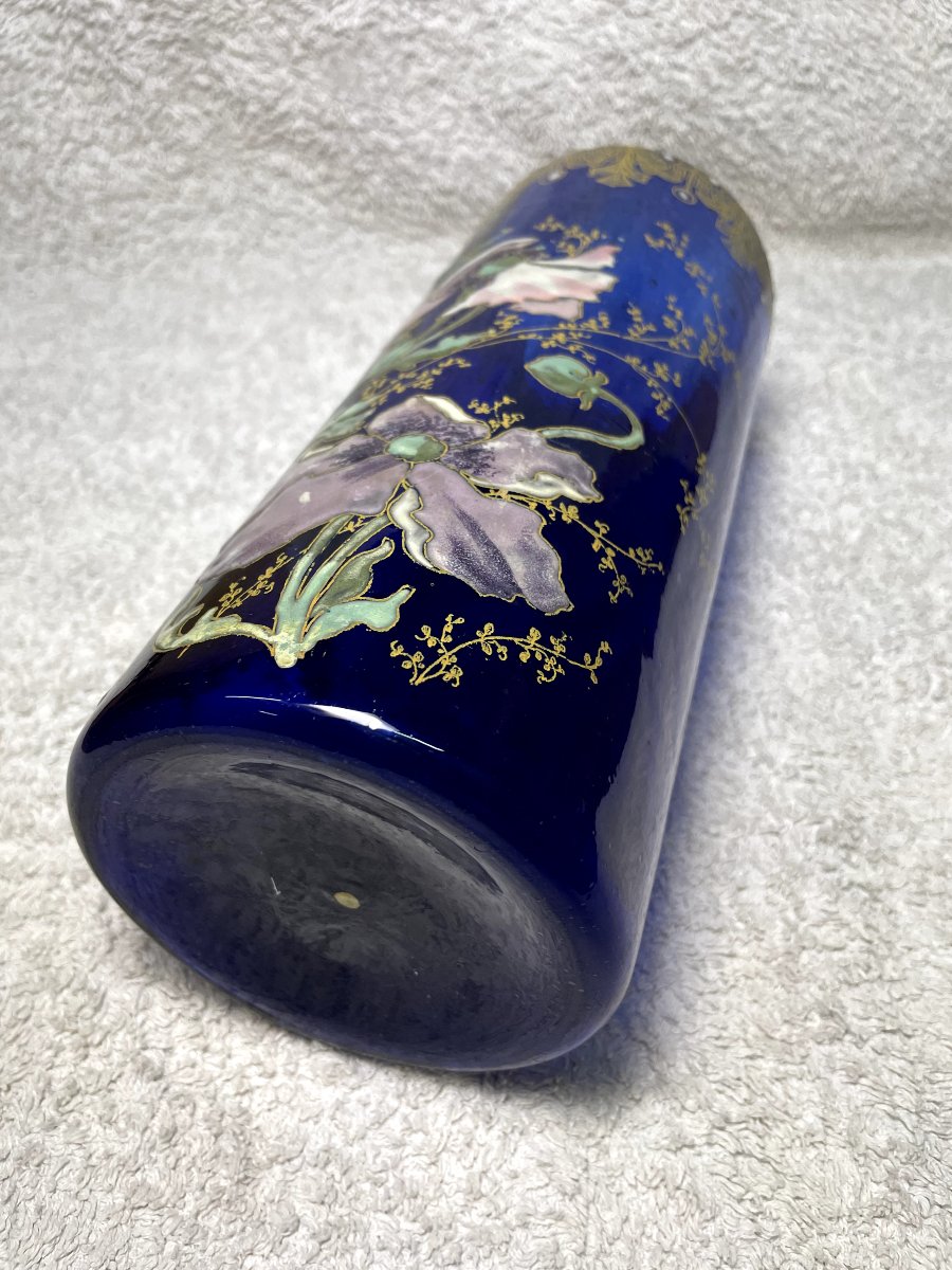 VASE " LEGRAS MONTJOYE " PAVOTS , HT 24 5.-photo-6