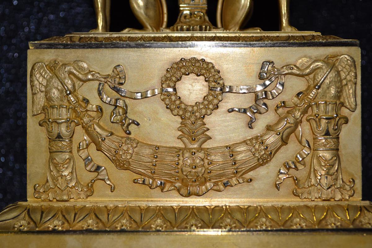 Lyre Pendulum In Griffins Of Empire Period, Ht 46.-photo-2
