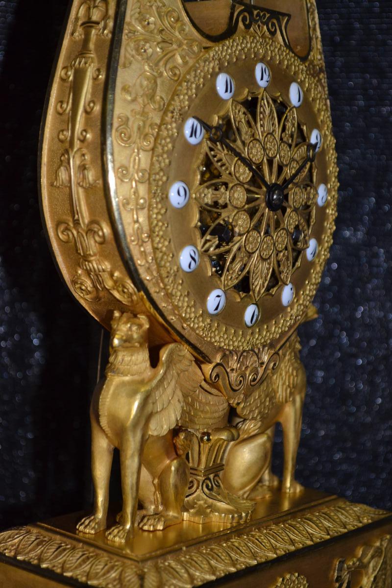Lyre Pendulum In Griffins Of Empire Period, Ht 46.-photo-4