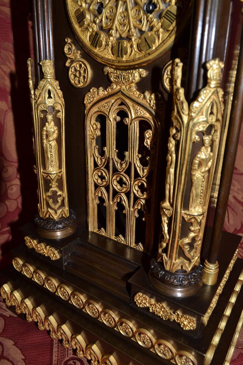 Gothic Pendulum "a La Cathedrale" Around 1840, Ht 54.-photo-6