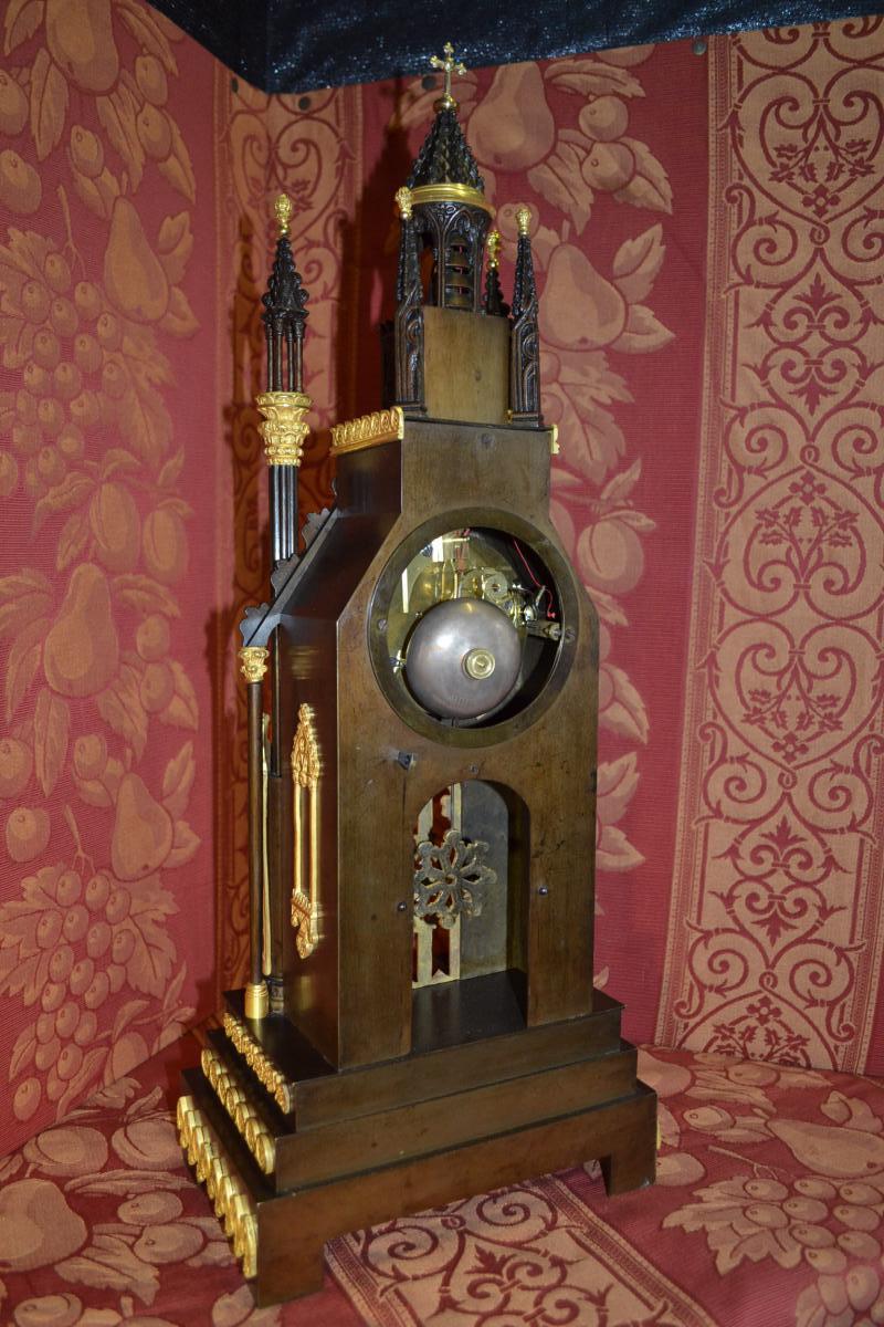 Gothic Pendulum "a La Cathedrale" Around 1840, Ht 54.-photo-7