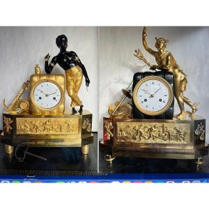 Hermes Rare Mythological Empire Clock, Ht 39.