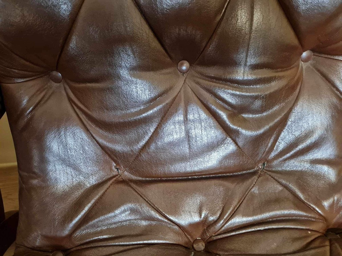 Pair Of Leather Chesterfiel Armchairs-photo-7