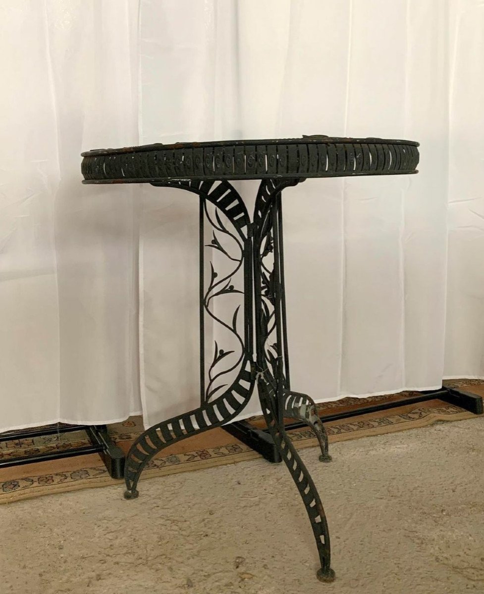 Iron Pedestal Table Circa 1950-1960-photo-2