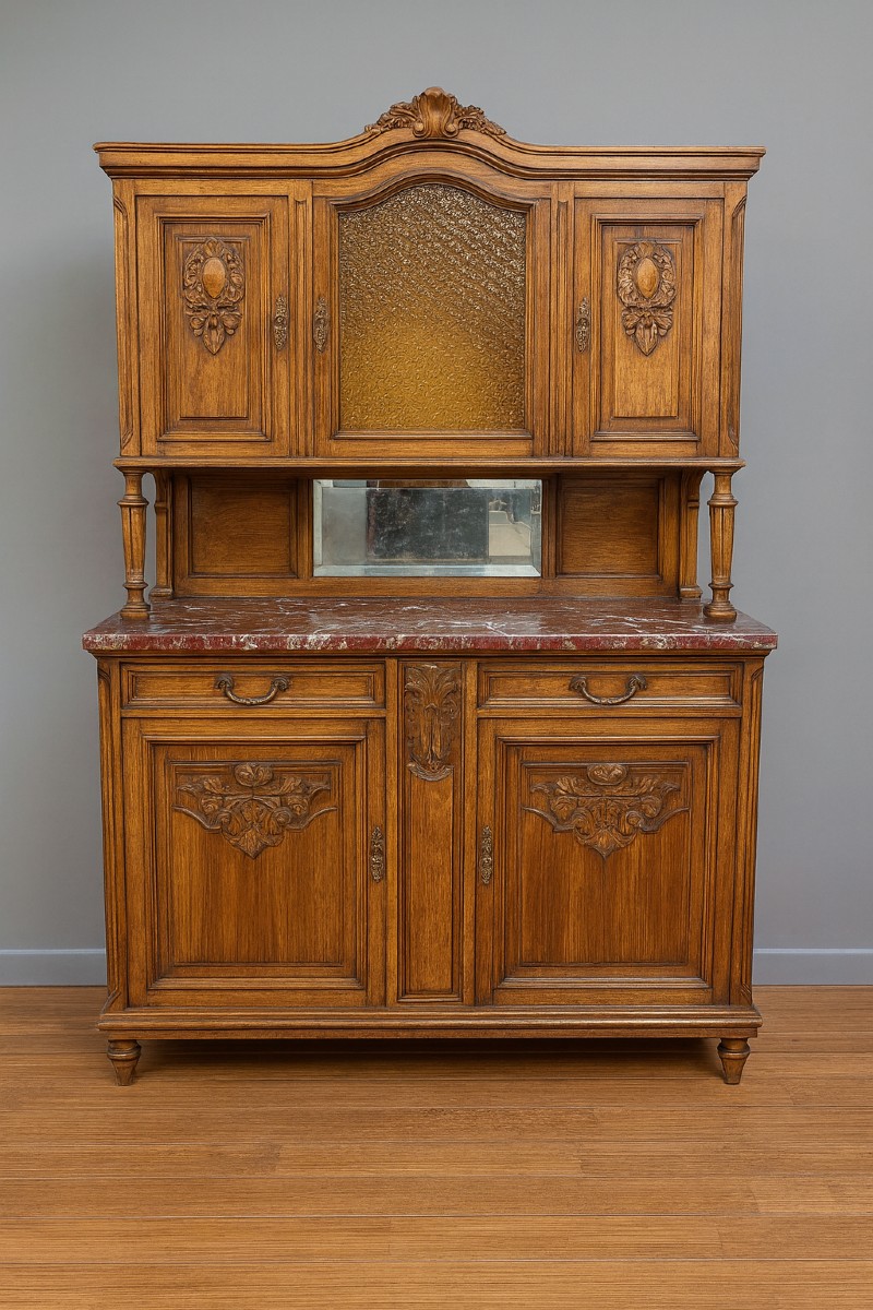 Louis XVI Style Double Body Buffet In Blond Walnut
